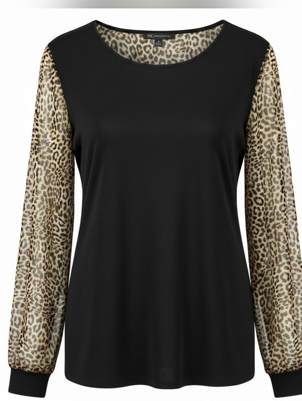 I.N.C. International Concepts Leopard Print Sheer Sleeve Top